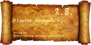 Klopfer Bodomér névjegykártya